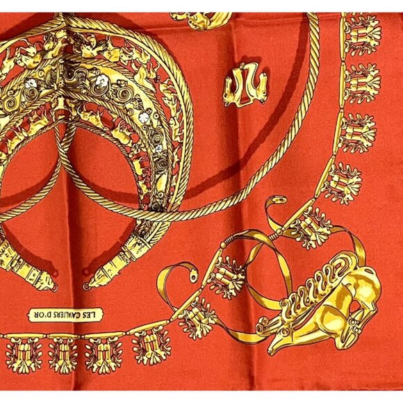 Authentic RARE! Hermes Les Cavaliers D'or Vintage 45cm Silk Scarf - Picture 3 of 7